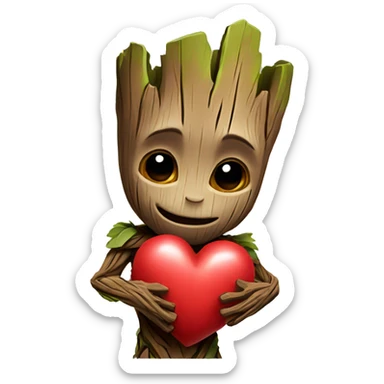 Groot Holding a Heart  sticker