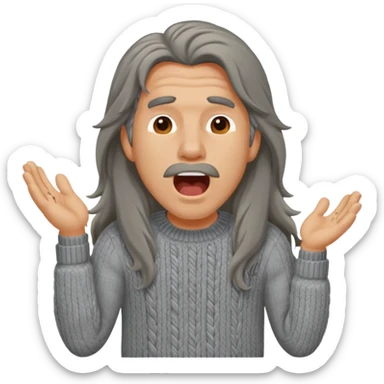 yawning long haired man in sweater sticker