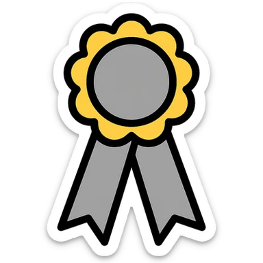 grey ribbon icon with color outline sticker