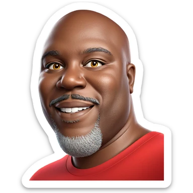 smiling man in red shirt sticker