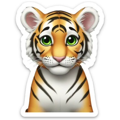 Baby tiger green eyes sticker