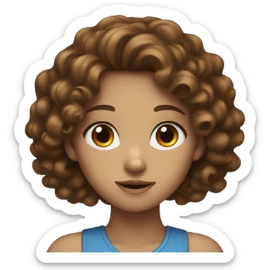 Girl with blue eyes and brown curly hair  sticker