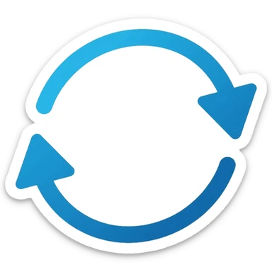 iOS style refresh icon with two anticlockwise circular arrows, clean minimal design, light blue color, rounded edges sticker