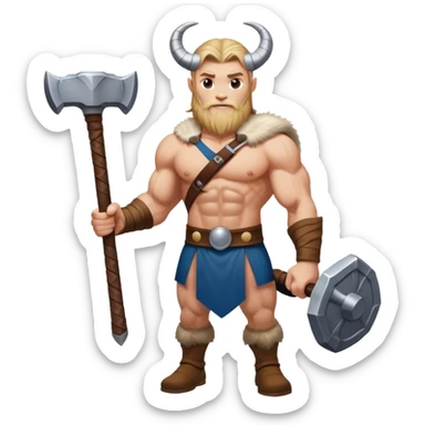 Viking norwegian goat in full height like a man with thors hammer sticker