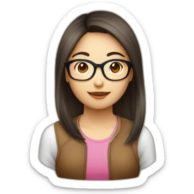 Fille asiatique avec cheveux bruns au carré et avec des lunettes rondes sticker