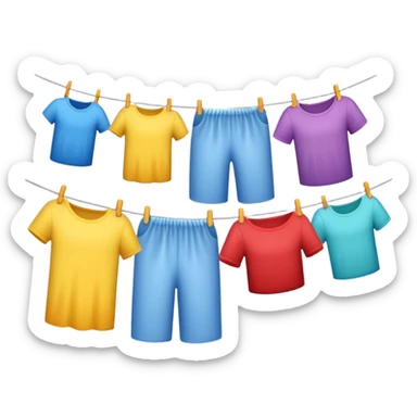colorful laundry drying line sticker