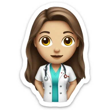Nurse injector with long brown hair fair skin sticker