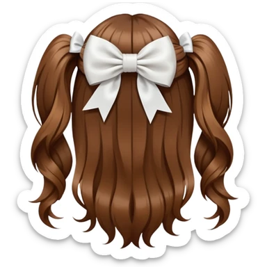 Brown long hairs with white bow from the back sticker