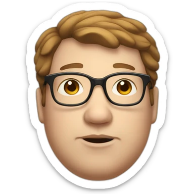 fat white male face with spectacles and brown hair sticker