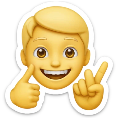 Emoji smiling with index finger in teeth sticker