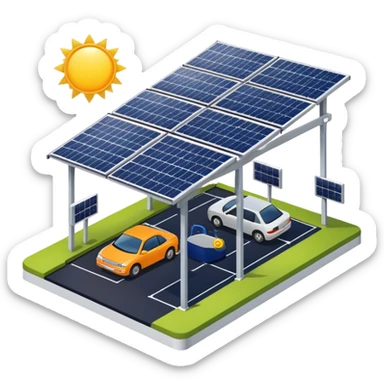 carport solar park with solar panels on top sticker