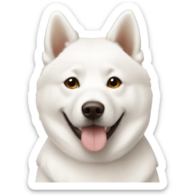 lovely white jindo with brown dot sticker