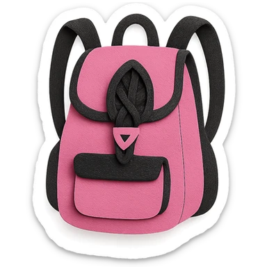 pink and black gothic backpack, layered paper textures, handmade look, soft shadows sticker