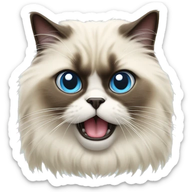 Himalayan cat with long tongue sticking out, blue eyes sticker
