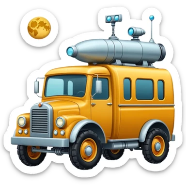  antique tall med truck robotic twelve passenger Moon rover Scooby  sticker