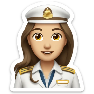 Stewardess in uniform with long brown hair and brown eyes sticker