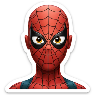 Spiderman head mostly black with lines of red an no hair iron spider sticker