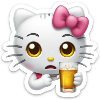 Hello kitty depressed tears with alcohol hello kitty sticker