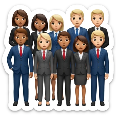 lots of people in suits on the cover of the textbook sticker