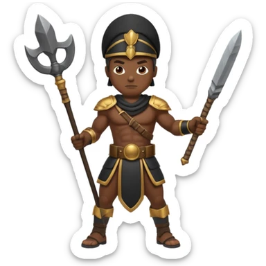 black ancient soldier with raw stick weapon sticker
