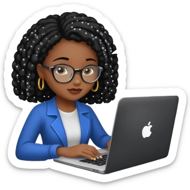 black pretty girl working hard with sparkles on laptop "Working hard ✨" spelled out in background sticker