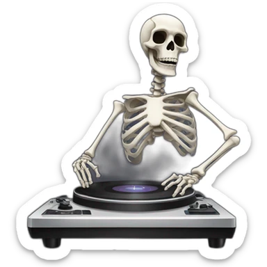 skeleton on turntables sticker