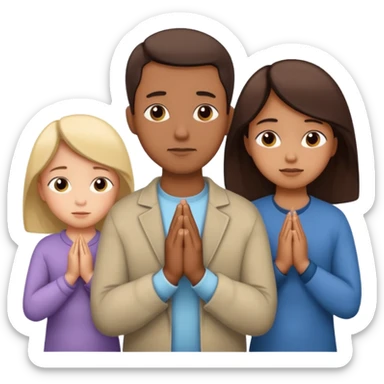 a family praying sticker
