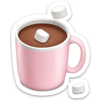Light Pink mug of hot chocolate with marshmallows  sticker
