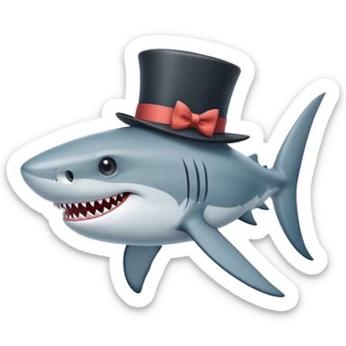Shark with a top hat on the bottom of the ocean  sticker