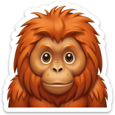 cute orangutan with orange fur sticker