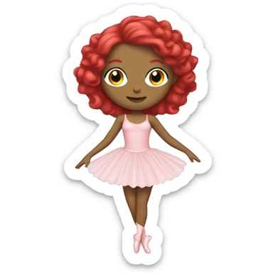 Pale ballerina with pink dress, green eyrs and red hair sticker