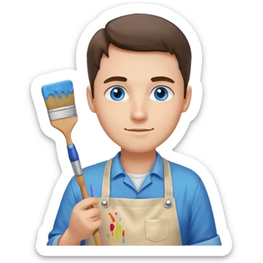 hold men blue eyes, apron painting sticker