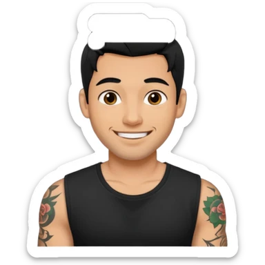 A man in tattoos handsome with flirty smile till legs black hair sticker