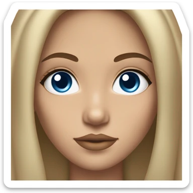 light skin, high cheekbone, solo brown hair girl with blue eyes, medium bust, long blow out hair, baddie, middle part, sultry sticker