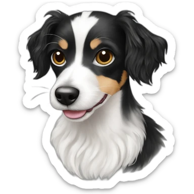 black and white rat terrier poodle mix with long hair sticker