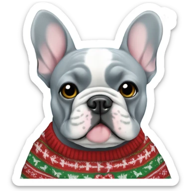 Blue French bulldog Christmas sweater  sticker