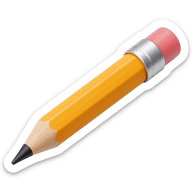wooden pencil icon with visible wood grain and a sharpened tip in skeuomorphism style sticker