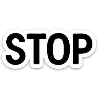 the word STOP in soft blue-grey color, solid filled icon style, italic sans-serif font sticker