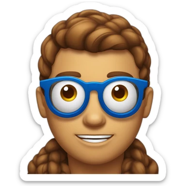 Une araignée qui porte des lunettes marrons avec deux yeux bleus sticker