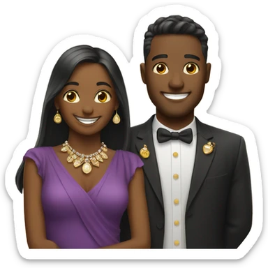 smiling couple with jewelry sticker