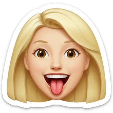 Woman head, blonde, slim, mouth wide open, tongue out
 sticker