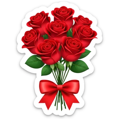 Bouquet of roses and present with heart sticker