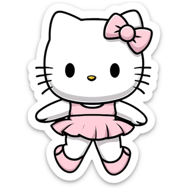 Hello Kitty doing ballet, wearing ballet slippers and tutu sticker