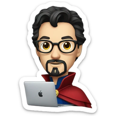 Doctor Strange with macbook and glasses sticker