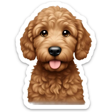 Little brown golden doodle puppy sticker