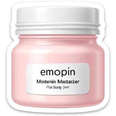 Pale pink body moisturizer cream pot with label sticker
