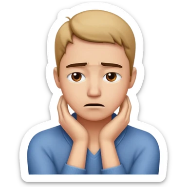 person with hands around neck looking upset  sticker