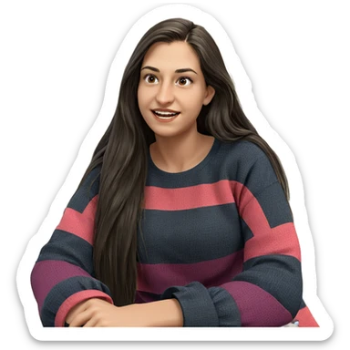 smiling girl with long hair sticker