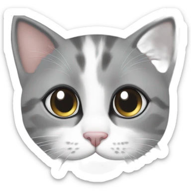 Gray and white kitten with one eye open sticker