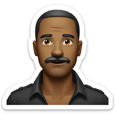 . Capture his distinctive features such as his prominent mustache, strong jawline, and expressive eyes. Emphasize a stylized, exaggerated look with bold outlines .The expression should reflect his charismatic and dignified persona.  sticker